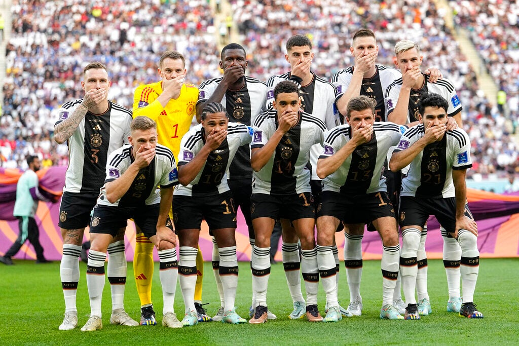 Germany Players Cover Mouths At World Cup In Fifa Protest