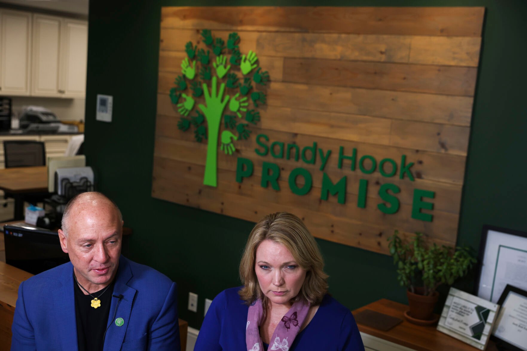 <p>Mark Barden, left, and Nicole Hockley, are co-founders and CEOs of Sandy Hook Promise Foundation in Newtown, Conn. Hockley's son, Dylan, and Barden's son, Daniel, were among the 20 first-graders and six educators killed at Sandy Hook Elementary School 10 years ago.</p>