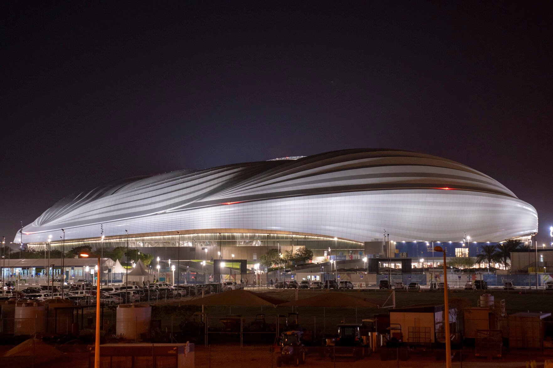 <p>FILE - A general view of the Al Janoub Stadium in Al Wakrah, Qatar, Tuesday, Dec. 7, 2021.(AP Photo/Darko Bandic, File)</p>