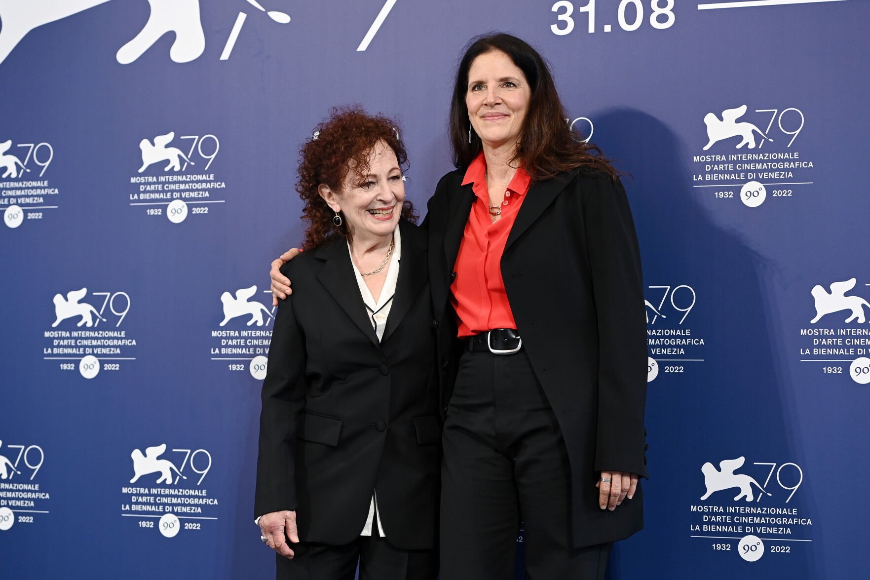<p>Nan Goldin, left, and director Laura Poitras attend the photocall for "All the Beauty and the Bloodshed" at the 79th Venice International Film Festival on Sept. 3, 2022, in Venice, Italy. (Kate Green/Getty Images/TNS)</p>