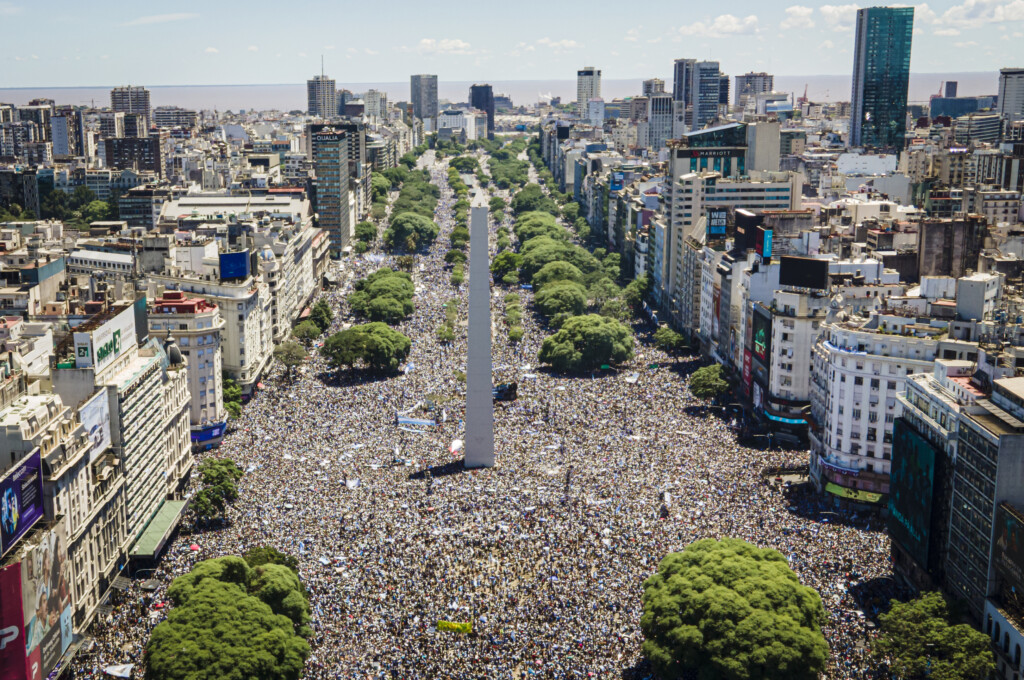 Argentine Stars Lionel Messi And Rodrigo De Paul Fly In Helicopter Over Parade Due To Crowd Size
