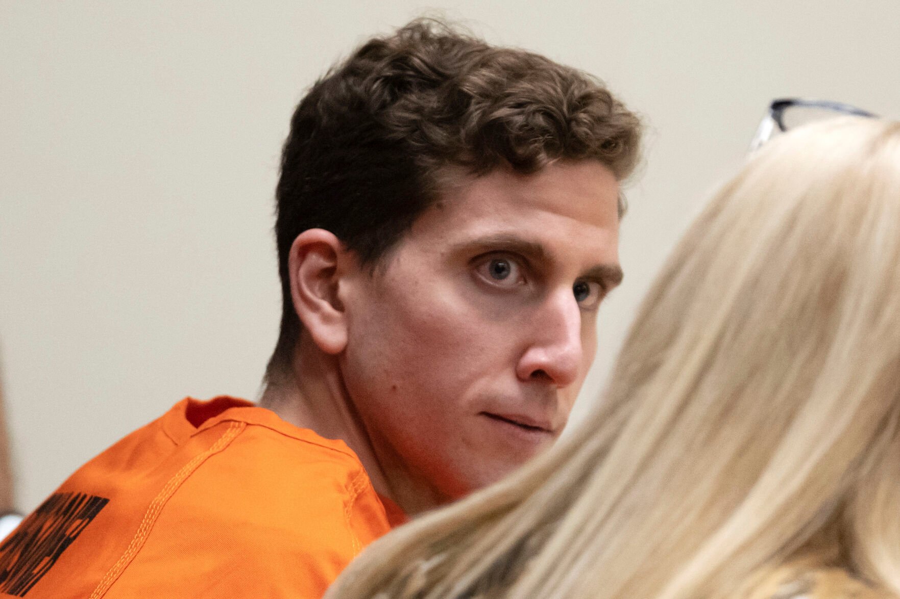 <p>Bryan Kohberger, left, who is accused of killing four University of Idaho students in November 2022, looks toward his attorney, public defender Anne Taylor, right, during a hearing in Latah County District Court, Thursday, Jan. 5, 2023, in Moscow, Idaho. (AP Photo/Ted S. Warren, Pool)</p>