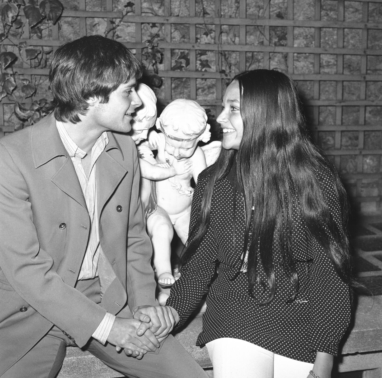 <p>FILE - Olivia Hussey and Leonard Whiting speak in a Paris hotel on Sept. 19, 1968, about the British film "Romeo and Juliet". </p>