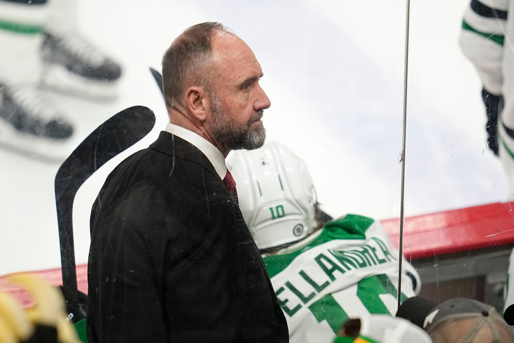 <p>Dallas Stars head coach Pete DeBoer looks on during the third period of a Dec. 29 game against the Minnesota Wild in St. Paul, Minn. </p>