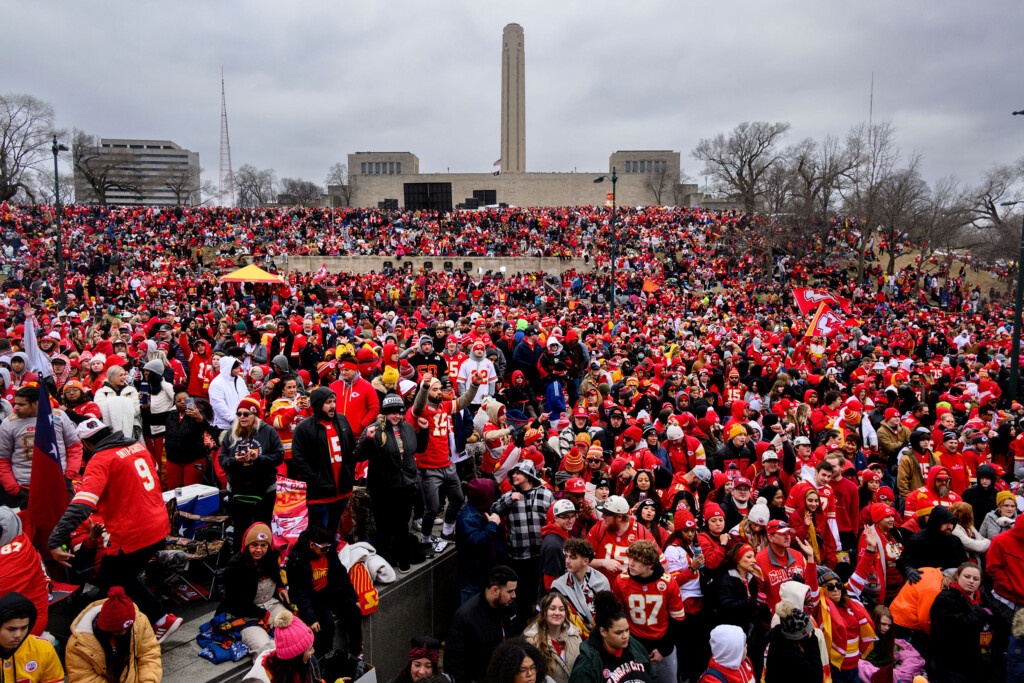 Wild Celebrations Greet Kansas City Chiefs As They Take To The Streets For Super Bowl Parade