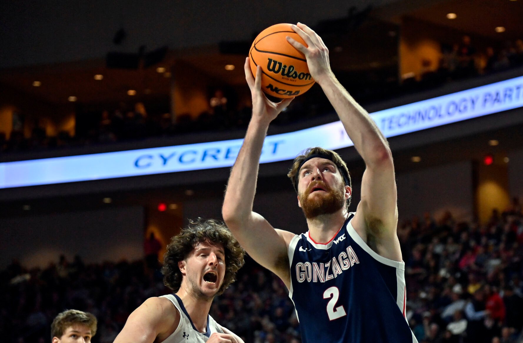 <p>Gonzaga forward Drew Timme drives to the basket against St. Mary's forward Kyle Bowen during the first half of Tuesday's West Coast Conference championship game in Las Vegas.</p>