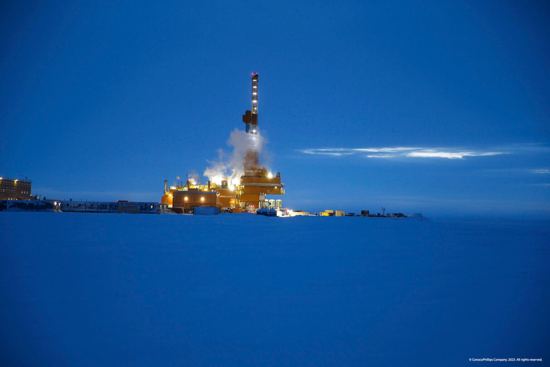 <p>An exploratory drilling camp in 2019 at the proposed site of the Willow oil project on Alaska's North Slope.</p>