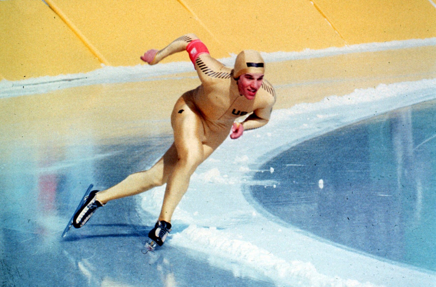 <p>U.S. speedskater Eric Heiden competes in the 1500 meter event at the 1980 Olympics in Lake Placid, N.Y.</p>