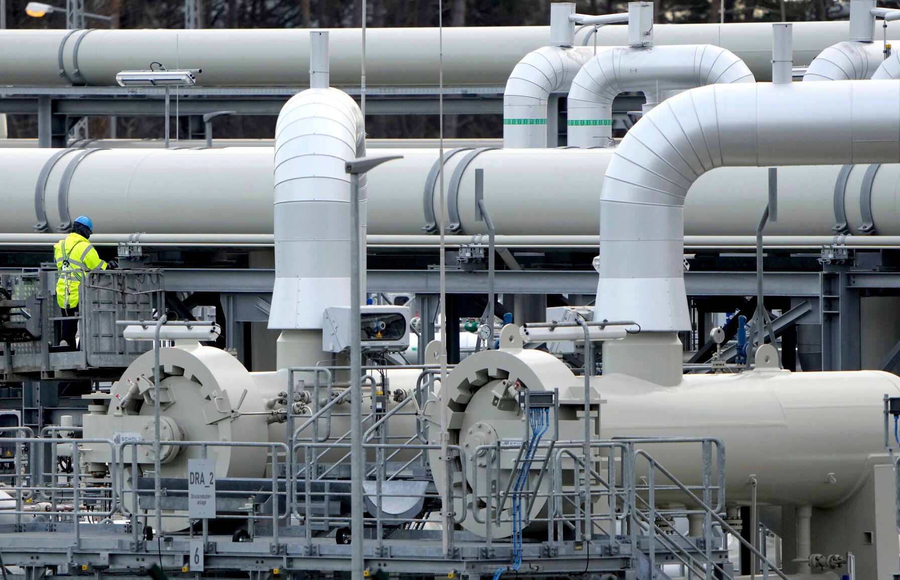 <p>FILE - Pipes at the landfall facilities of the 'Nord Stream 2' gas pipeline are pictured in Lubmin, northern Germany, on Feb. 15, 2022. Russia clashed with the United States and other Western nations Tuesday, Feb. 21, 2023 over the Kremlin’s call for a U.N. investigation of last September’s sabotage of the Nord Stream 1 and 2 gas pipelines from Russia to Western Europe. (AP Photo/Michael Sohn, File)</p>