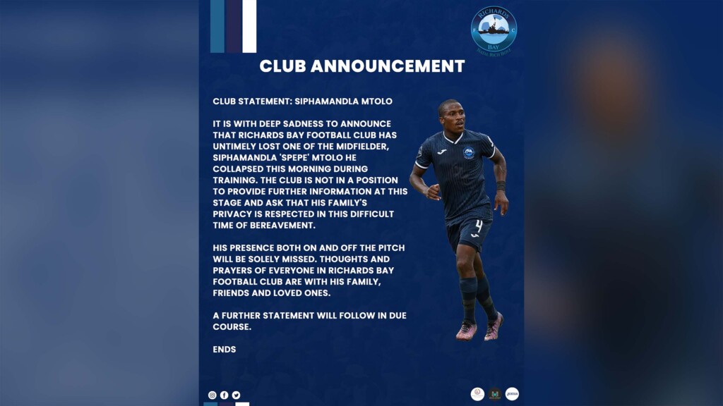 South African Footballer Dies At Age 29 After Collapsing In Training