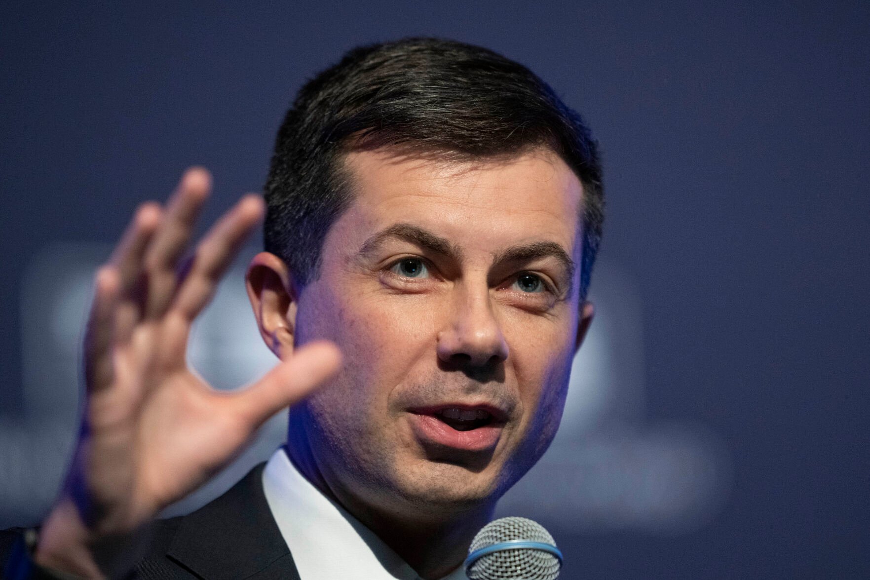 <p>Transportation Secretary Pete Buttigieg, speaks to the Transportation Research Board gathering in Washington, Wednesday, Jan. 11, 2023. </p>