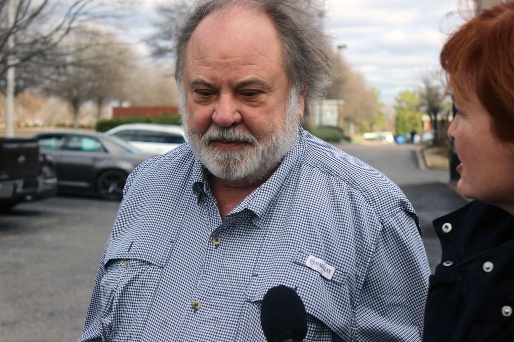 <p>Dr. Steve Galella, the inventor of the AGGA device, declines to speak with KHN and CBS News journalists near his clinic in the Memphis suburbs on Feb. 9, 2023. (Brett Kelman/KHN)</p>