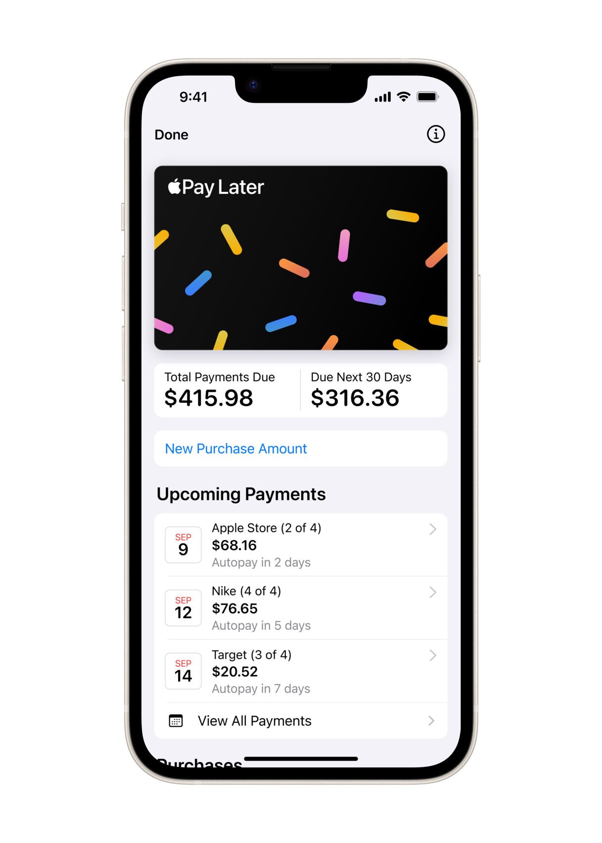 <p><span>Designed with users’ financial health in mind, Apple Pay Later allows users to split purchases into four payments, spread over six weeks with no interest and no fees.</span></p>