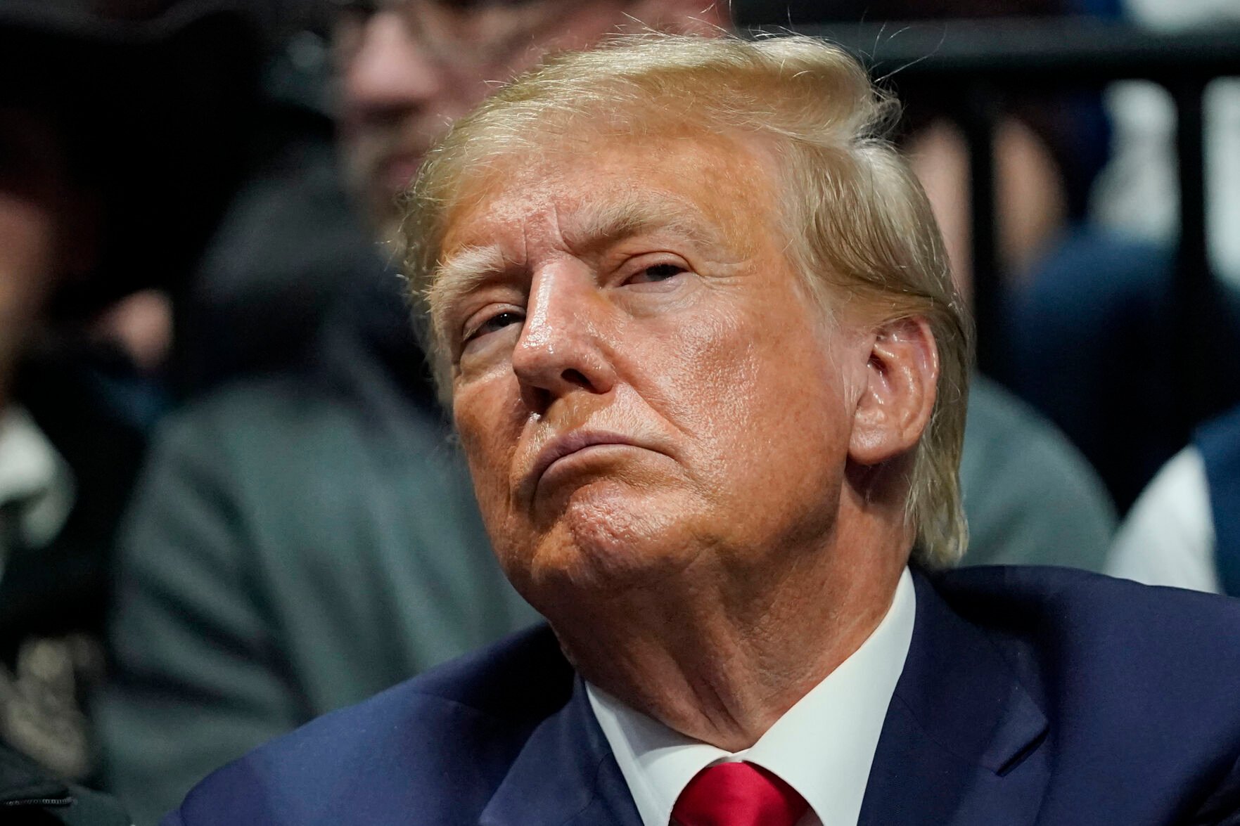<p>Former President Donald J. Trump watches the NCAA Wrestling Championships, Saturday in Tulsa, Okla. </p>
