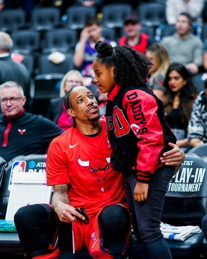 Demar Derozan’s Daughter Becomes Star Of Chicago Bulls’ Play In Victory With Screams To Put Off Toronto Raptors Free Throw Attempts
