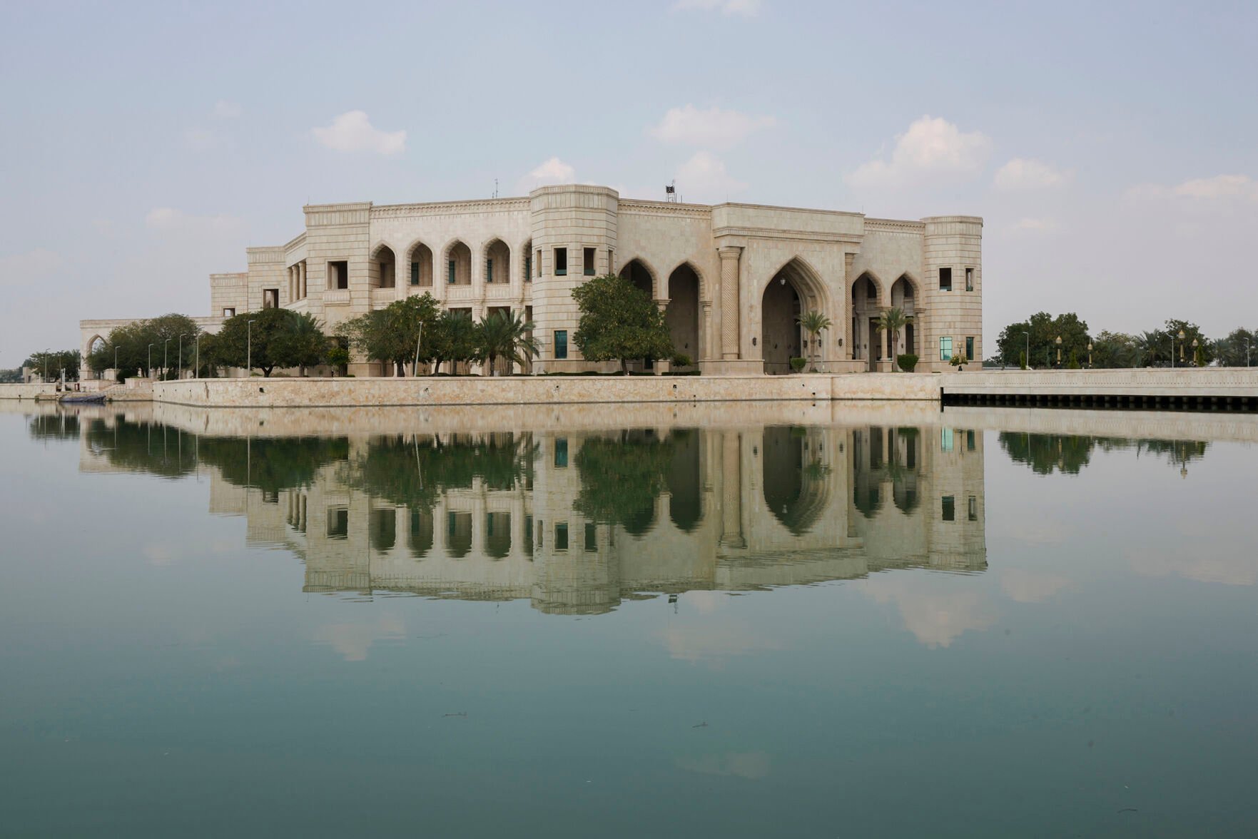 <p>Former Iraqi leader Saddam Hussein's palace of al-Faw is seen March 23 in Baghdad. The palace today is the location of the American University.</p>