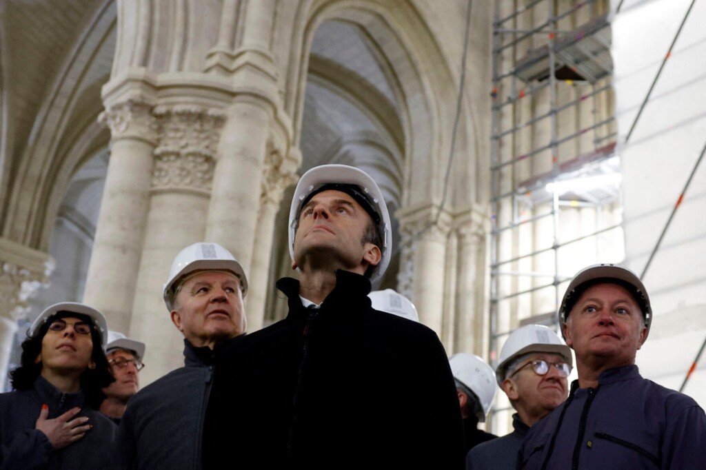 France’s Macron Tours Notre Dame Cathedral Reconstruction