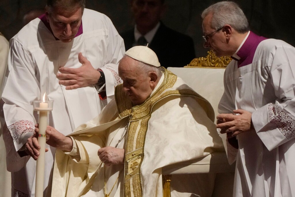 Pope Francis Returns To Public Eye For Easter Vigil Mass