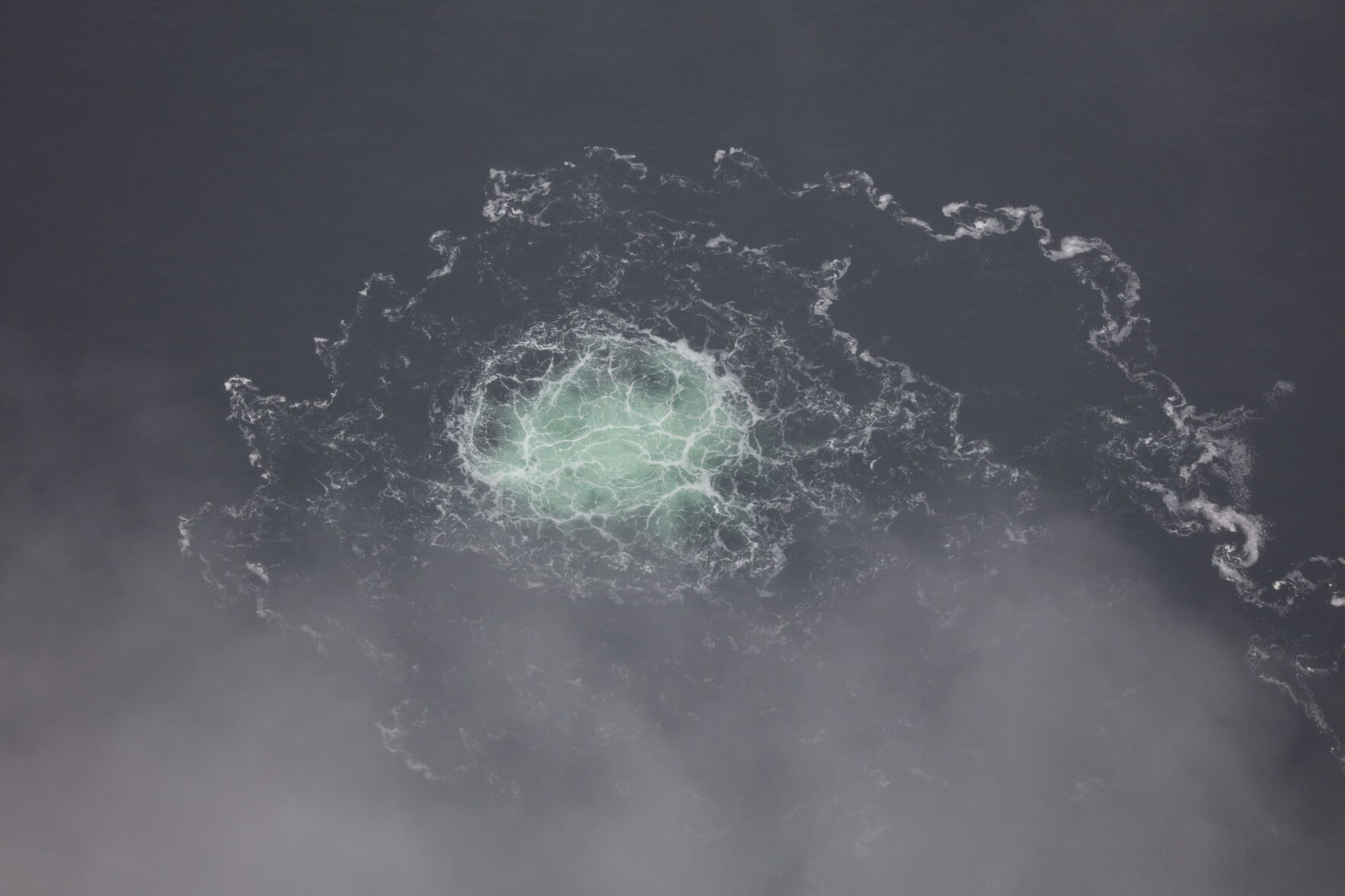 <p>A leak from the Nord Stream 2 natural gas pipeline Sept. 28, 2022, on the surface of the Baltic Sea.</p>