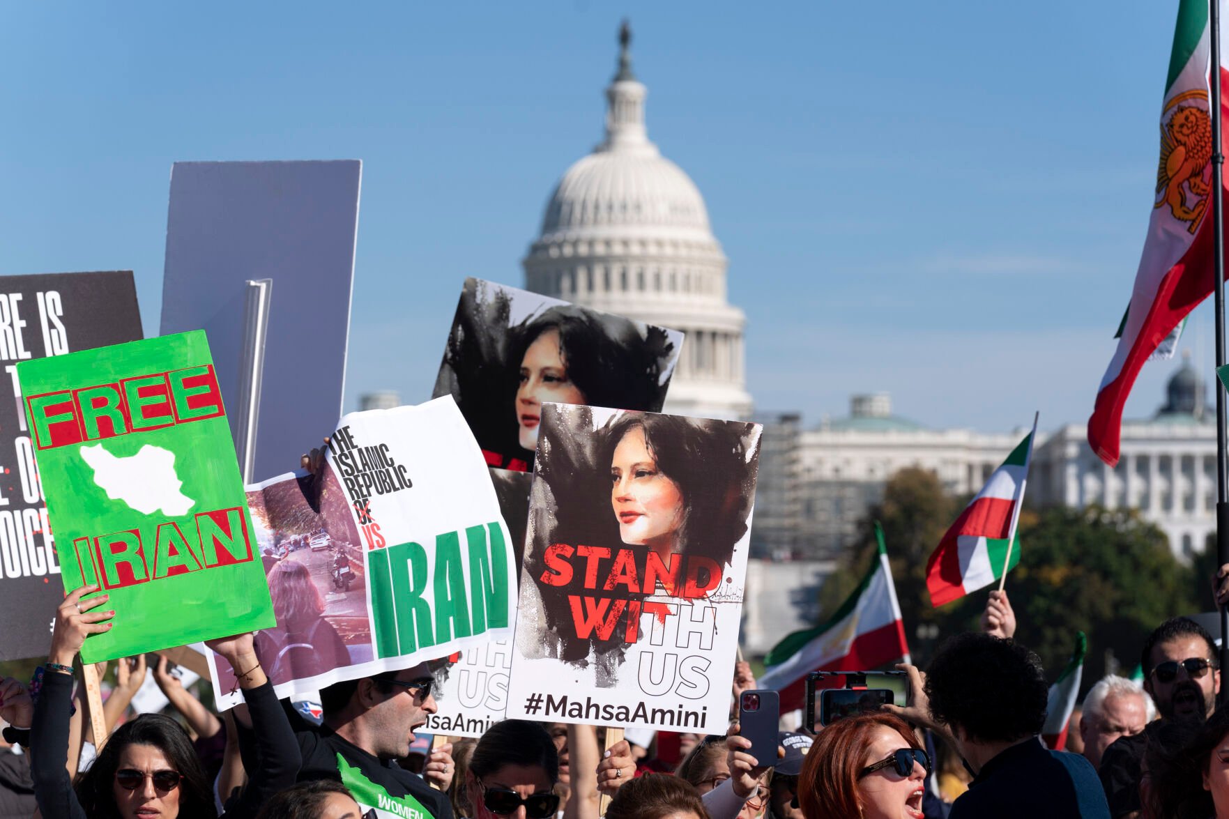 <p>Demonstrators rally at the National Mall to protest against the Iranian regime Oct. 22, 2022, in Washington following the death of Mahsa Amini in the custody of the Islamic republic's notorious "morality police." </p>