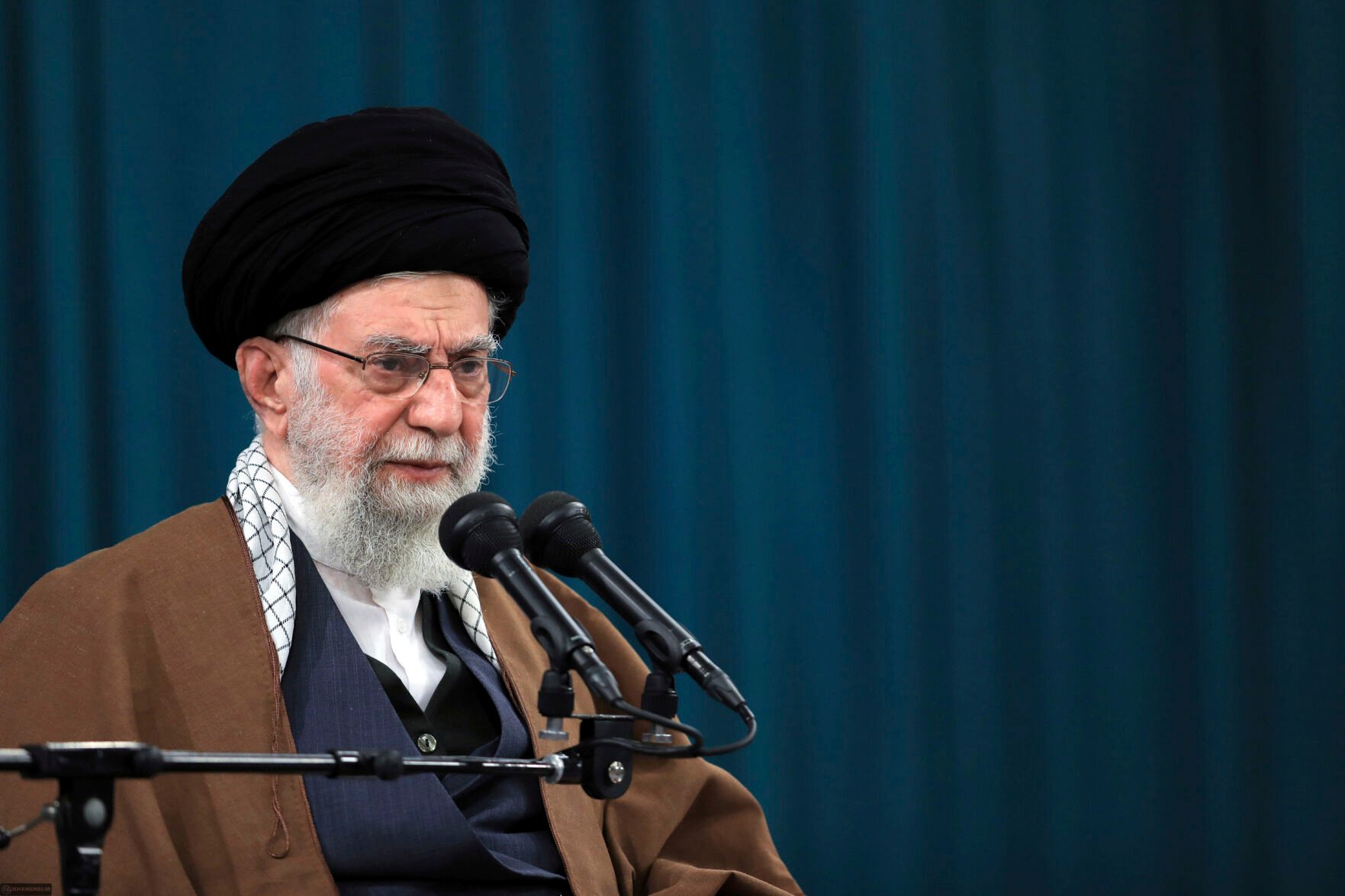 <p>Supreme Leader Ayatollah Ali Khamenei speaks in a meeting with a group of university students Tuesday in Tehran, Iran.</p>