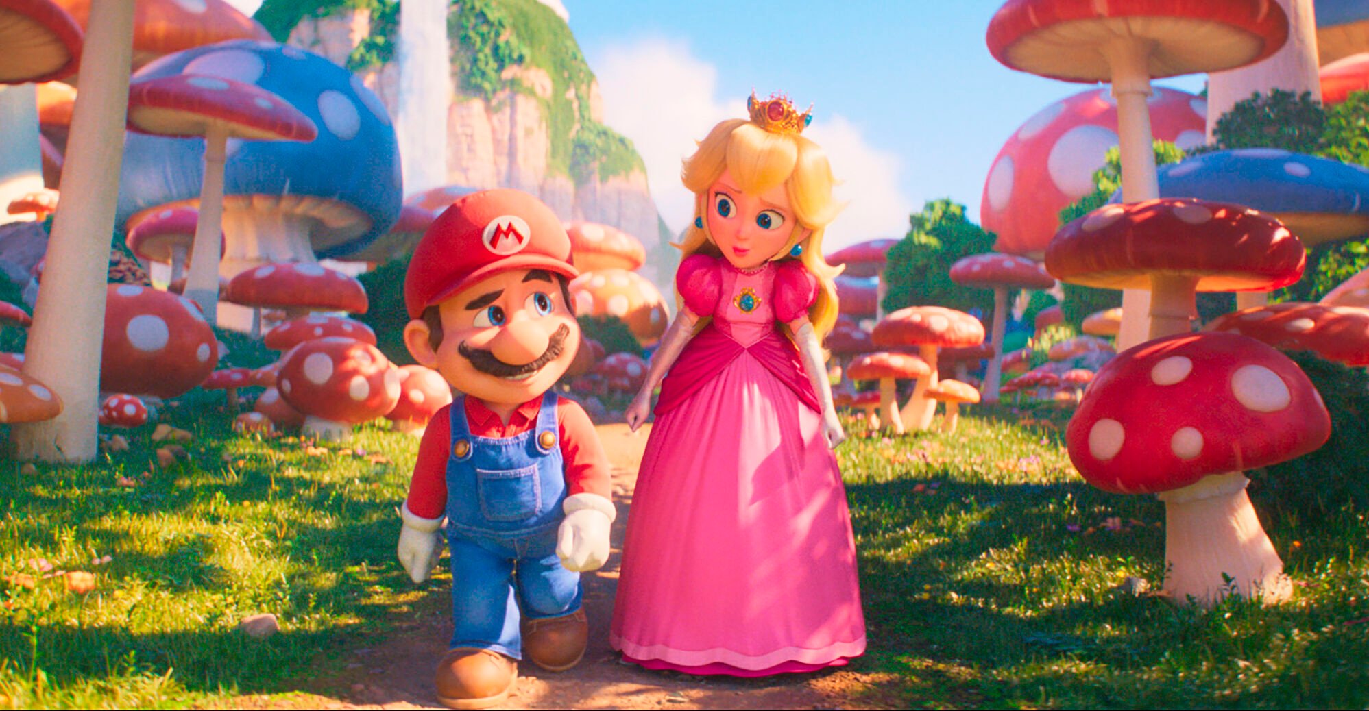 <p>This image released by Nintendo and Universal Studios shows Mario, voiced by Chris Pratt, left, and Princess Peach, voiced by Anya Taylor-Joy, in Nintendo's "The Super Mario Bros. Movie." </p>
