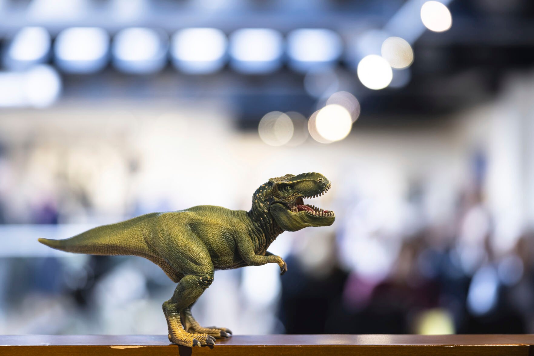 <p>A model of a dinosaur is seen during an auction at auction house Koller, for the skeleton of a Tyrannosaurus rex named Trinity, on Tuesday in Zurich, Switzerland.</p>