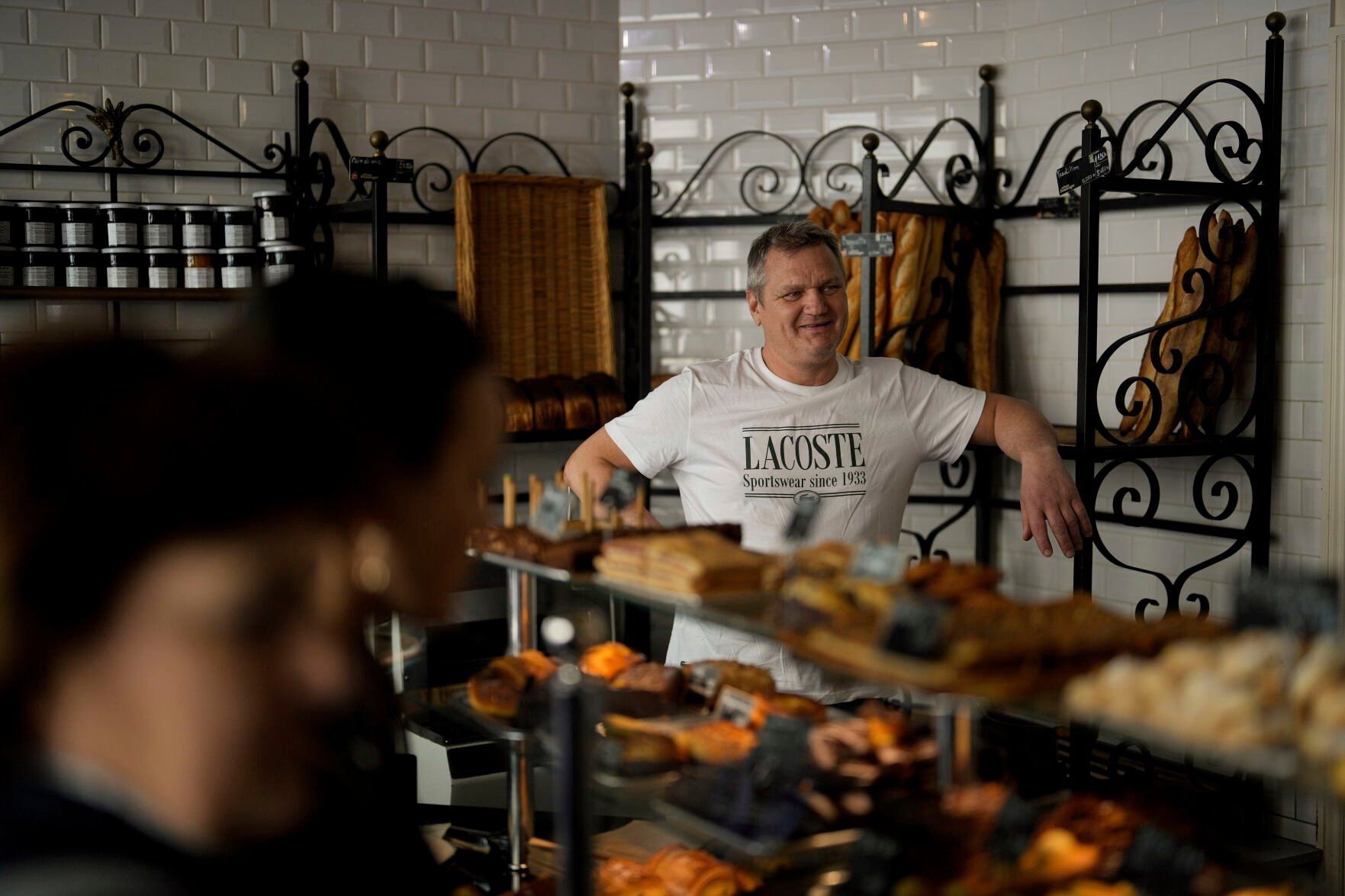 <p>Owner of the "Modern bakery", Thierry Rabineau, poses for a picture, in Paris, Wednesday, April 19, 2023. The immense success of the Netflix series "Emily in Paris" has transformed a quiet, untouched square in the French capital into a tourist magnet. (AP Photo/Thibault Camus)</p>