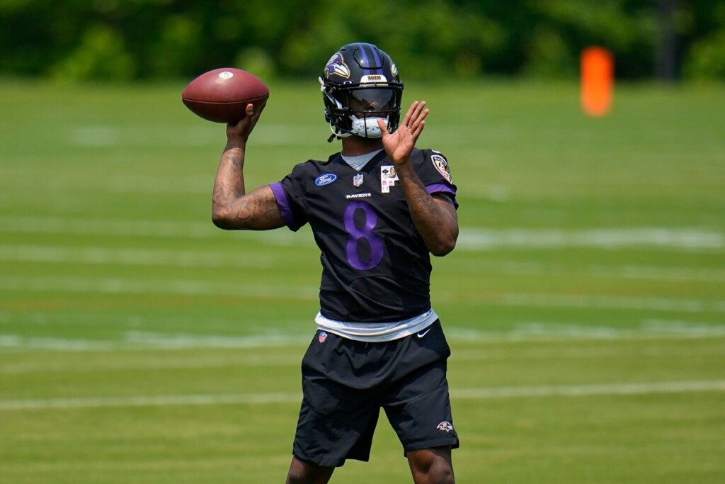 Jackson At Ravens’ Voluntary Practice