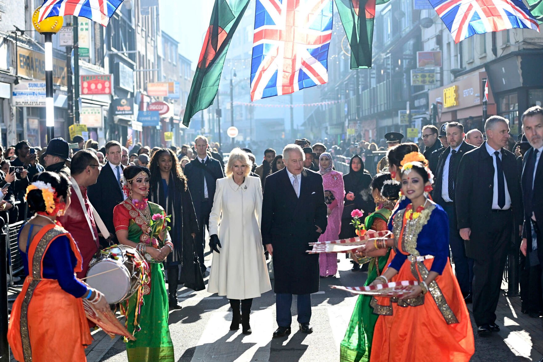 <p>Britain's King Charles III and Camilla, the Queen Consort visit Brick Lane on Feb. 8 in east London to meet with charities and businesses.</p>