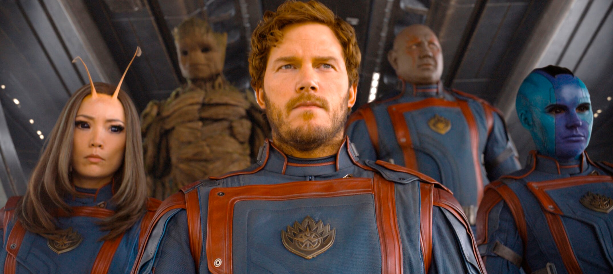 <p>From left, Pom Klementieff as Mantis, Groot (voiced by Vin Diesel), Chris Pratt as Peter Quill/Star-Lord, Dave Bautista as Drax, Karen Gillan as Nebula in a scene from "Guardians of the Galaxy Vol. 3." </p>
