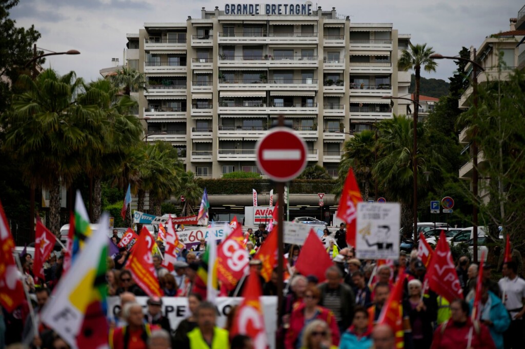 France Pension Protest Held On Outskirts Of Cannes Film Festival