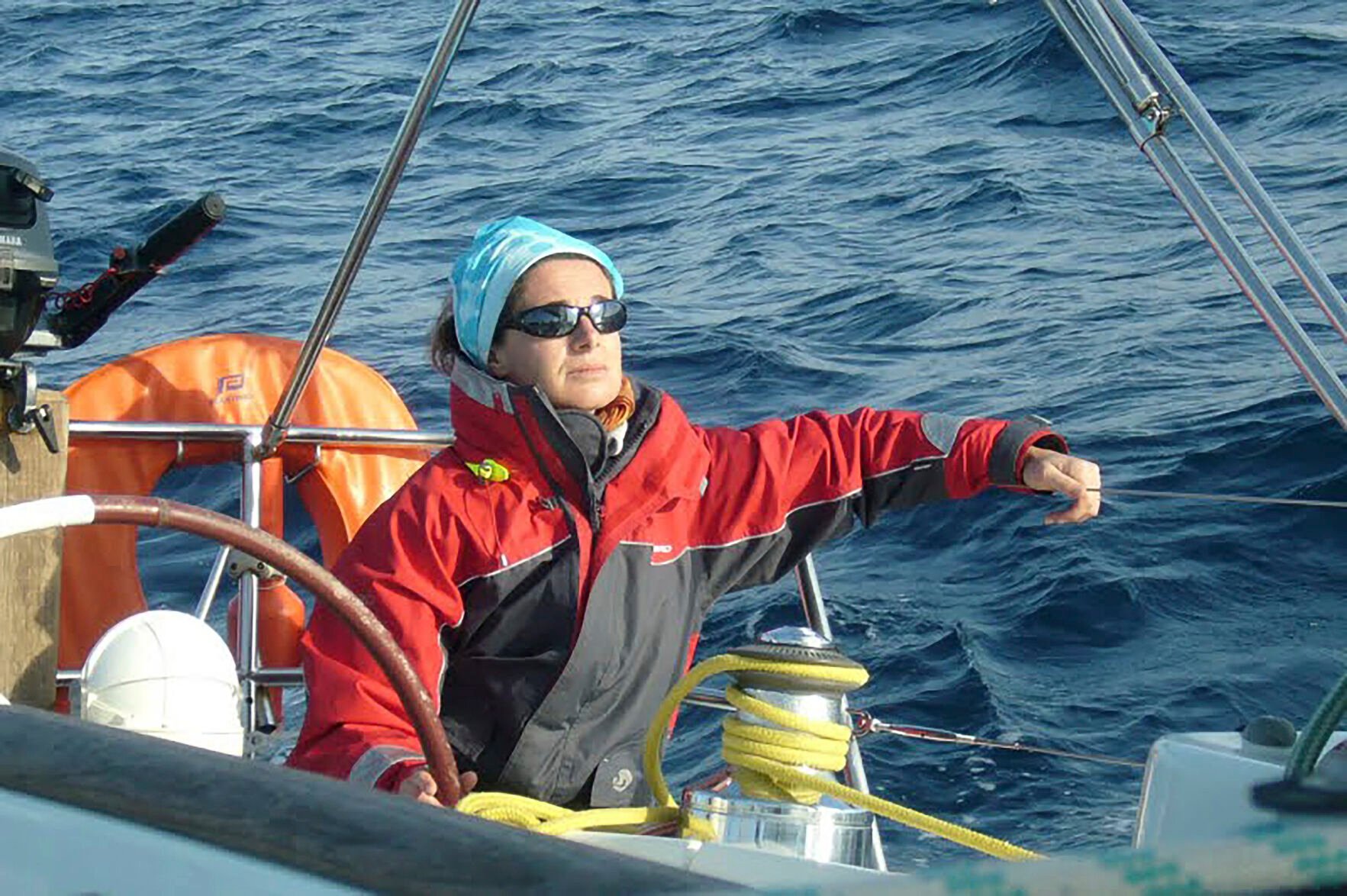 <p>Sister Nathalie Becquart sails during a regatta in April 2010 in Brest, France.</p>