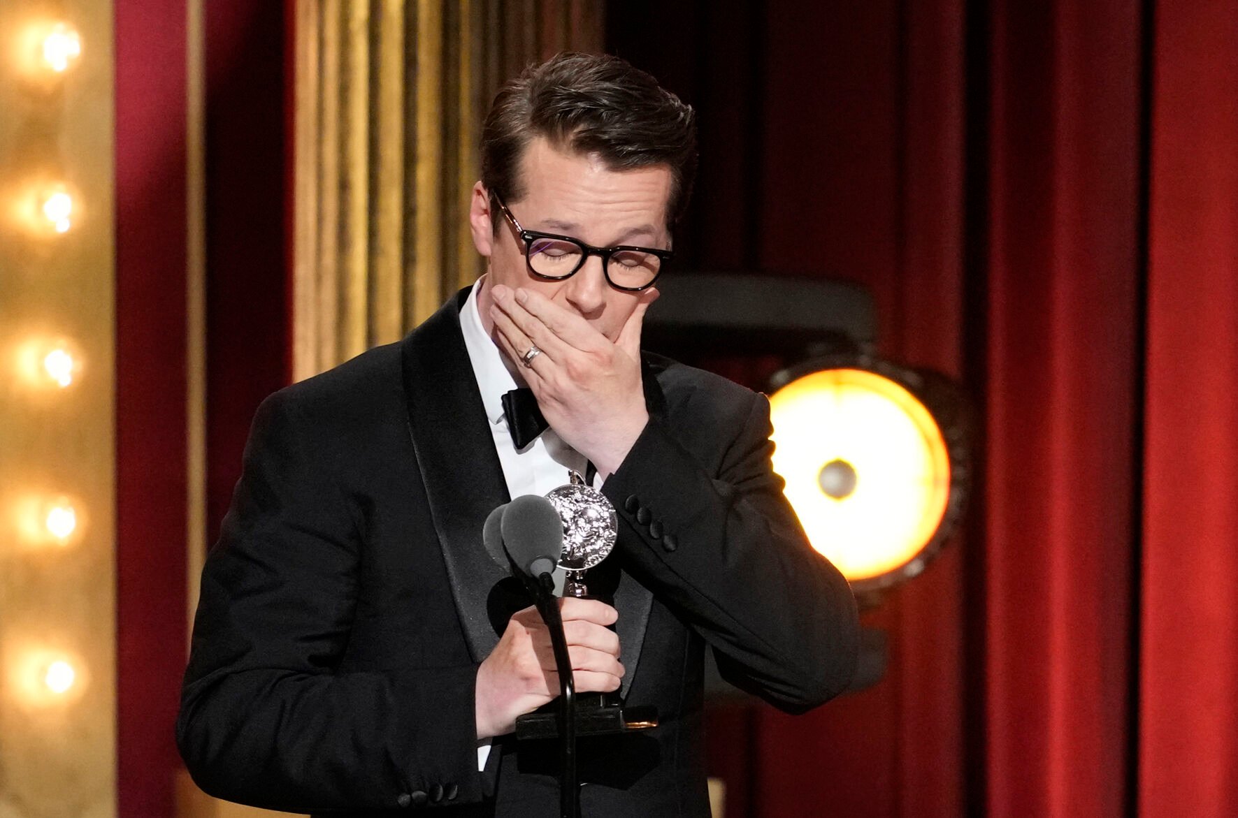 <p>Sean Hayes accepts the award for best performance by an actor in a leading role in a play for "Good Night, Oscar" at the 76th annual Tony Awards on Sunday, June 11, 2023, at the United Palace theater in New York. (Photo by Charles Sykes/Invision/AP)</p>
