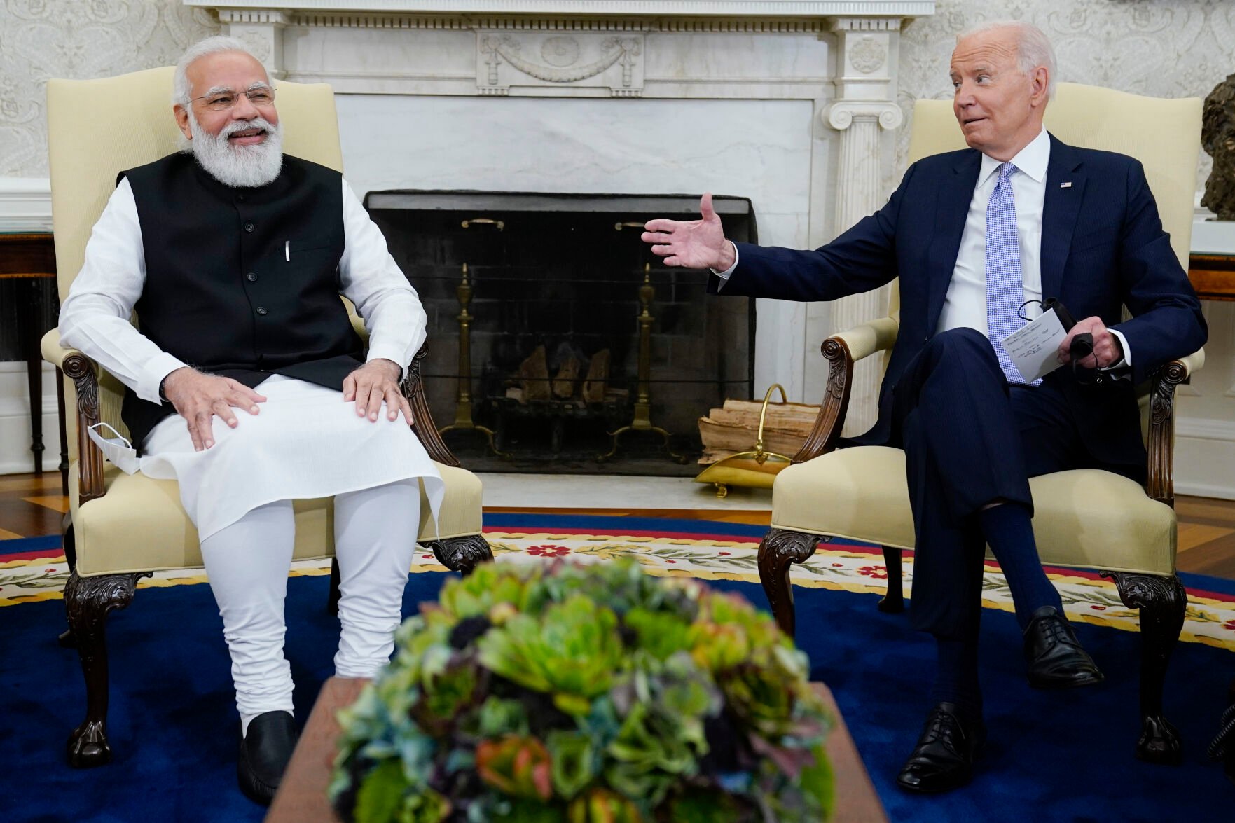 <p>President Joe Biden meets with Indian Prime Minister Narendra Modi on Sept. 24, 2021, in the Oval Office of the White House in Washington.</p>