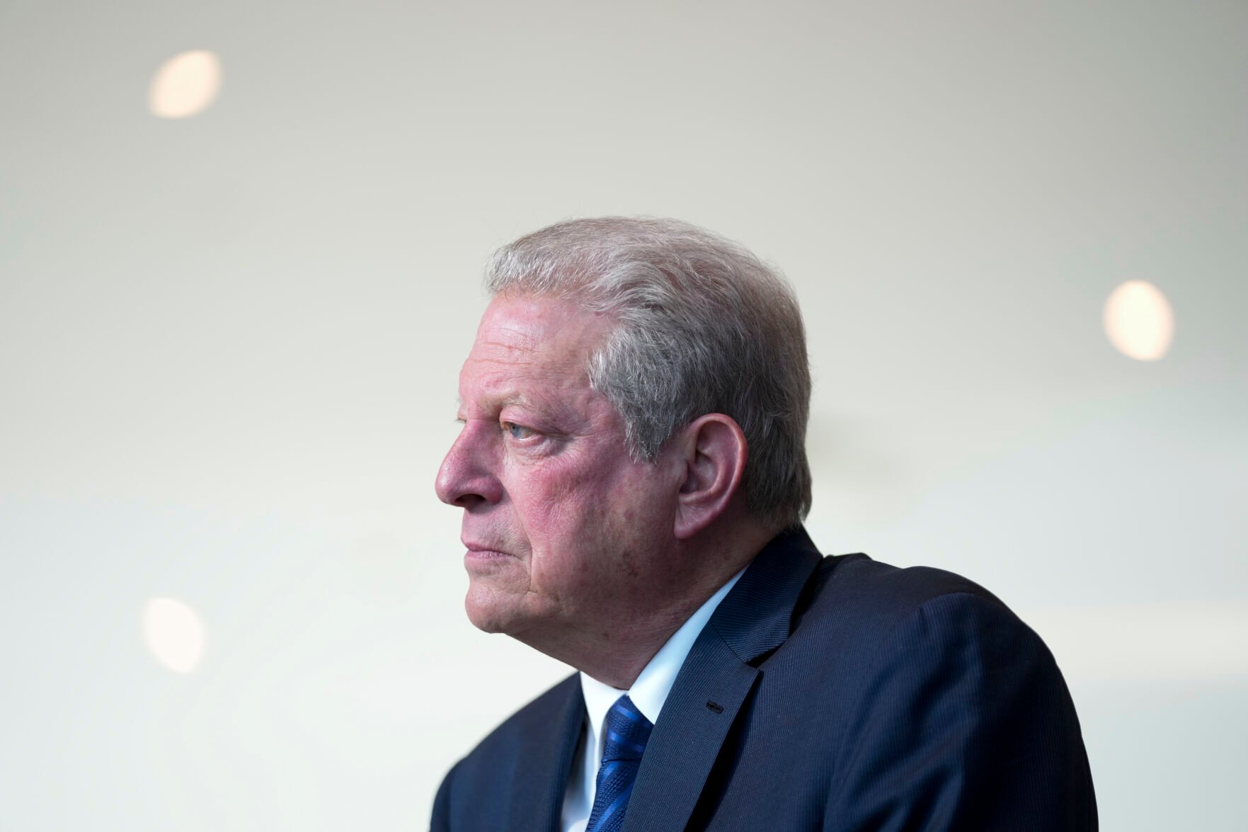 <p>FILE - Former U.S. Vice President Al Gore listens to a question during an interview at the COP27 U.N. Climate Summit, Wednesday, Nov. 9, 2022, in Sharm el-Sheikh, Egypt. On Friday, June 30, 2023, The Associated Press reported on stories circulating online incorrectly claiming there are 130,000 glaciers on Earth today, the same number as when Gore was born. (AP Photo/Peter Dejong, File)</p>