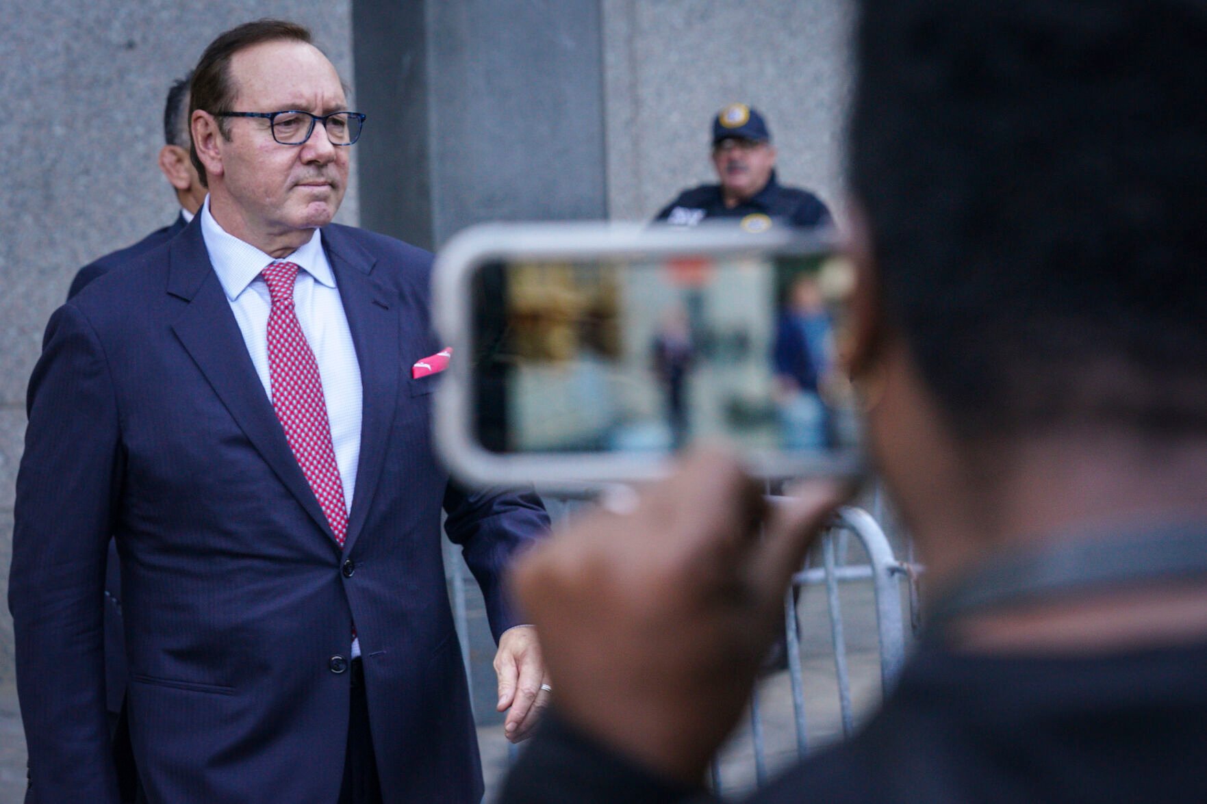 <p>FILE - Actor Kevin Spacey leaves a court in New York, Tuesday, Oct. 11, 2022. Double Academy Award-winner Kevin Spacey goes on trial in London this week, accused of sexual offenses against four men in Britain. Spacey, 63, faces a dozen charges, which he denies. His trial starts Wednesday at Southwark Crown Court. (AP Photo/Bebeto Matthews, File)</p>
