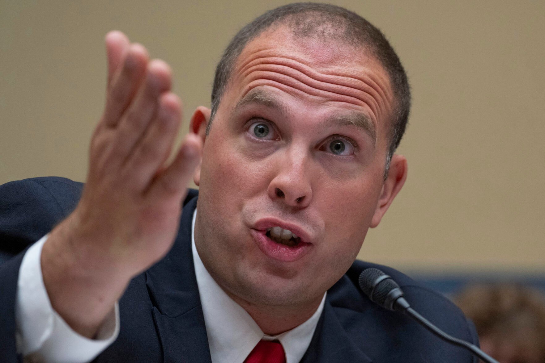 <p>U.S. Air Force (Ret.) Maj. David Grusch, testifies before a House Oversight and Accountability subcommittee hearing on UFOs, Wednesday, July 26, 2023, on Capitol Hill in Washington. (AP Photo/Nathan Howard)</p>