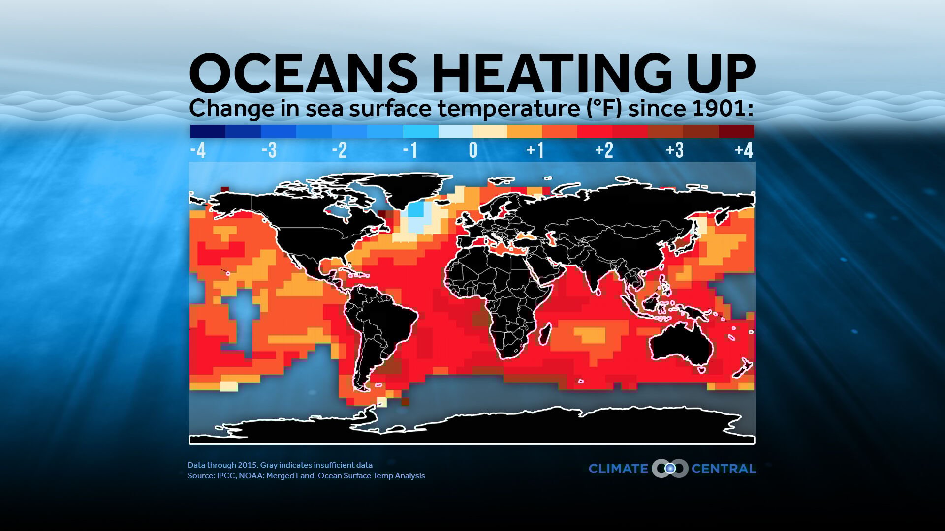 <p>Change in global ocean temperature since 1901, showing data from the National Oceanic and Atmospheric Administration.</p>