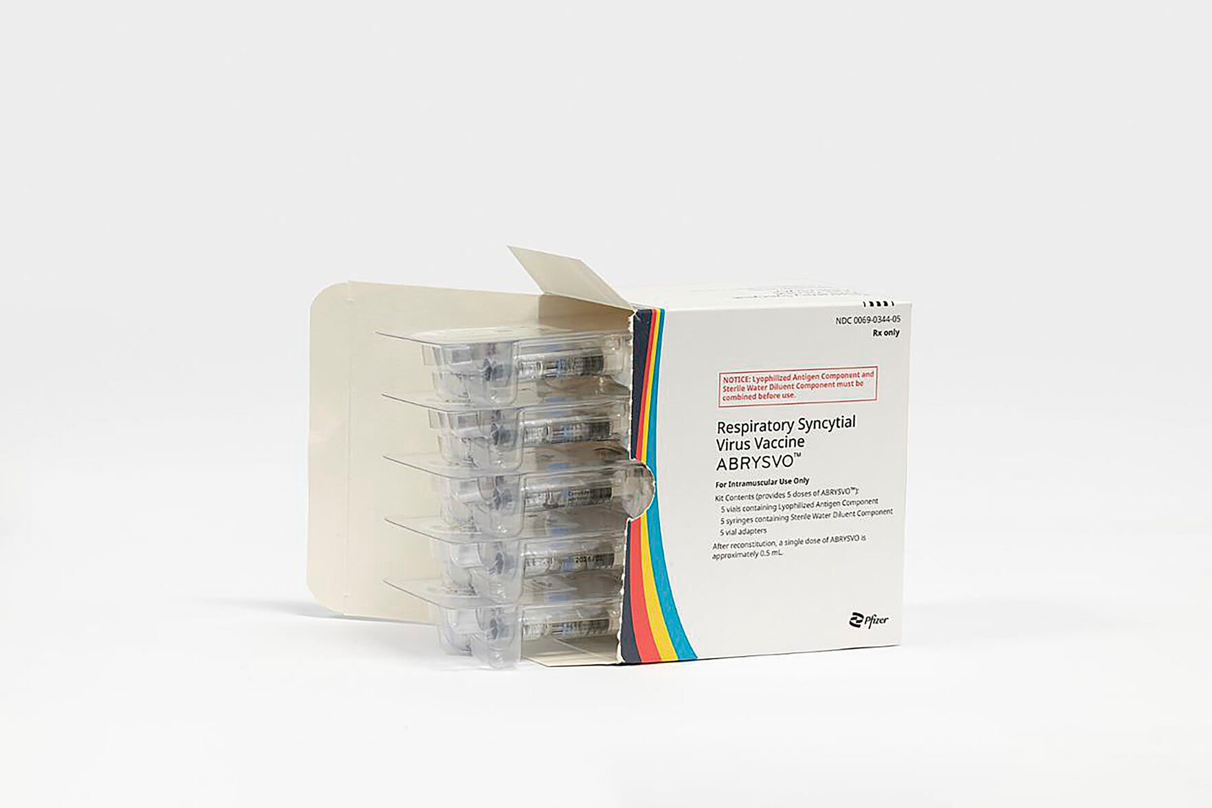 <p>This image provided by Pfizer shows the RSV vaccine. U.S. regulators on Monday, Aug. 21, 2023, approved the first RSV vaccine for pregnant women so their babies will be born with protection against the scary respiratory infection. (Pfizer via AP)</p>
