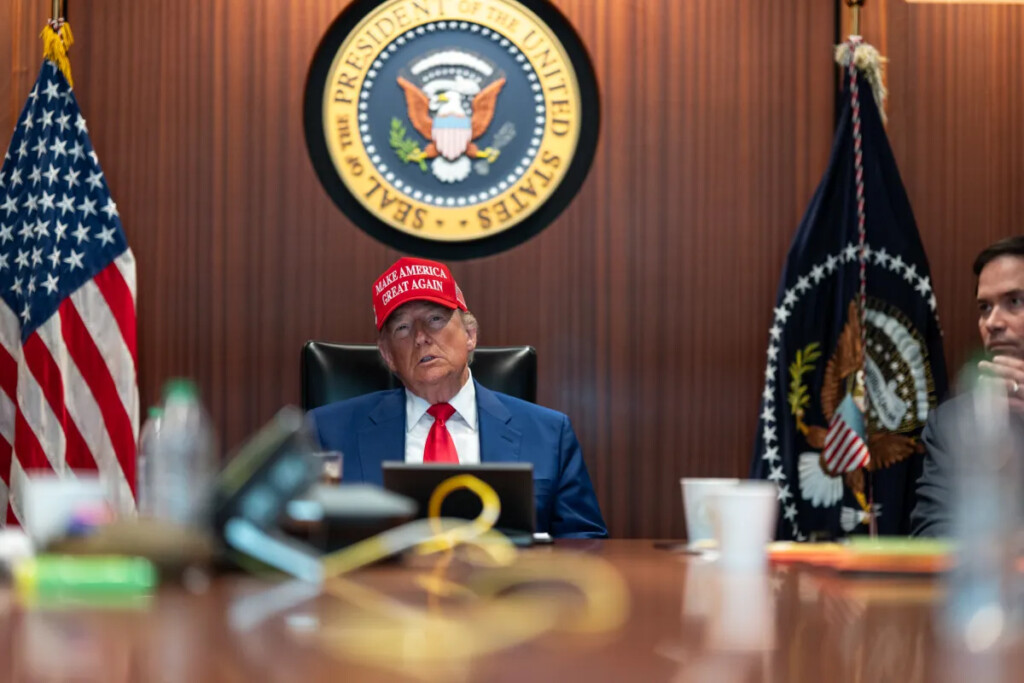 President Donald Trump and his national security team meet in the Situation Room of the White House