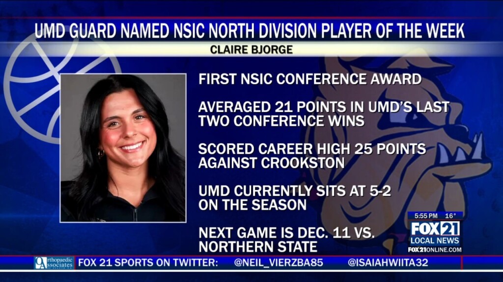 Umd Women's Basketball Guard Claire Bjorge Named Nsic North Division Player Of The Week