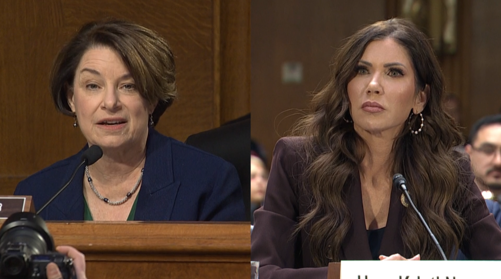 Homeland Security Secretary Kristi Noem testifies before the Senate Judiciary Committee.