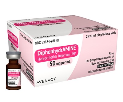 Avenacy Announces Launch Of Diphenhydramine Hydrochloride Injection, Usp In The U.s. Market