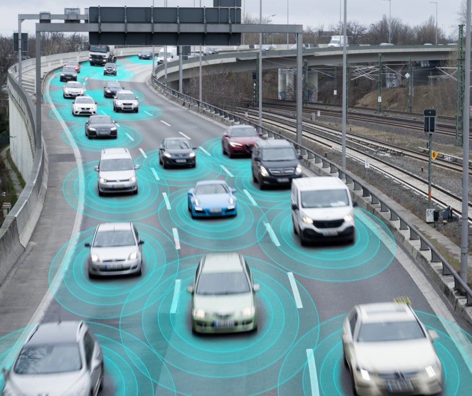 Autonomous Selfdriving Cars On Highway Picture Id1137378567