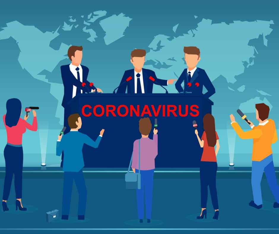 Vector Of Government Officials Holding A Press Conference Briefing On Vector Id1214535352