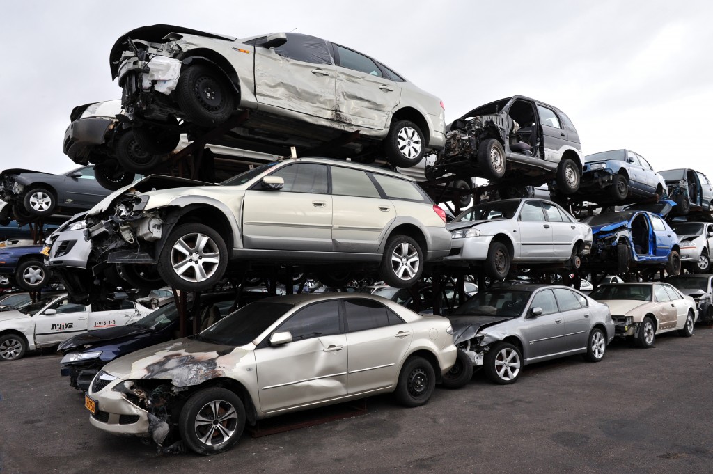 Stack Of Old Damaged Cars