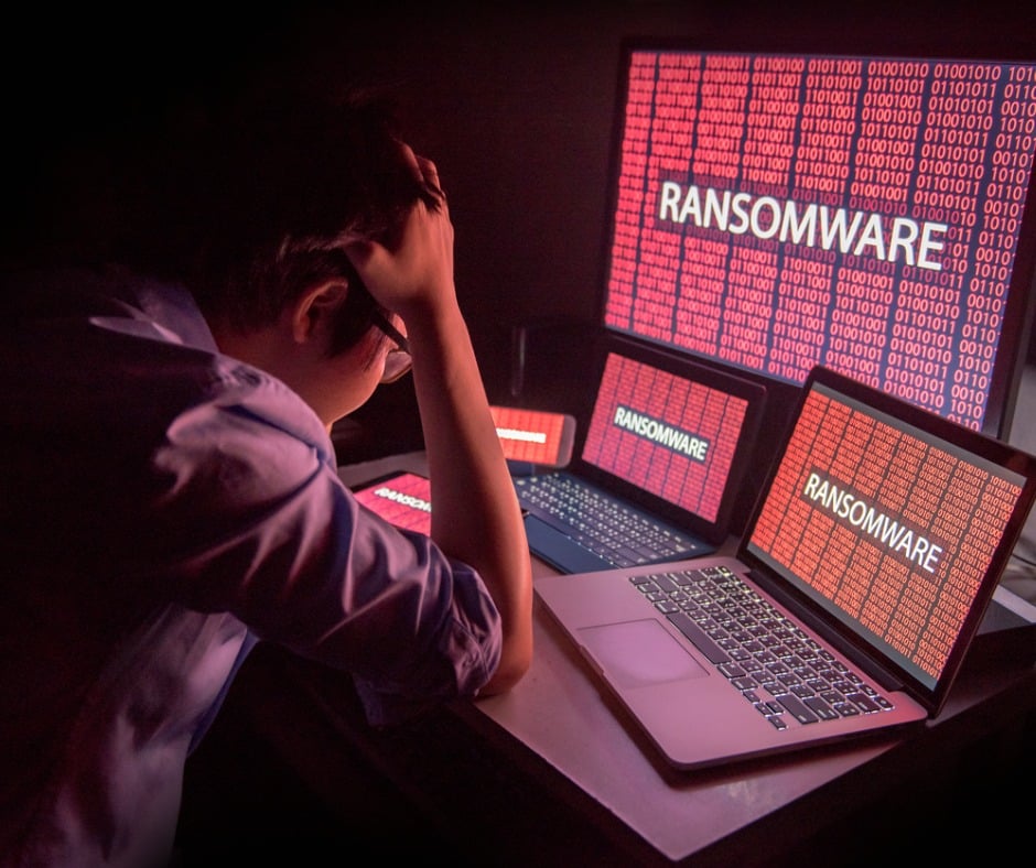 Young Asian Male Frustrated By Ransomware Cyber Attack Picture Id845470768