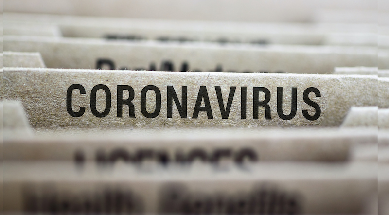 Coronavirus Written On File Folder Label