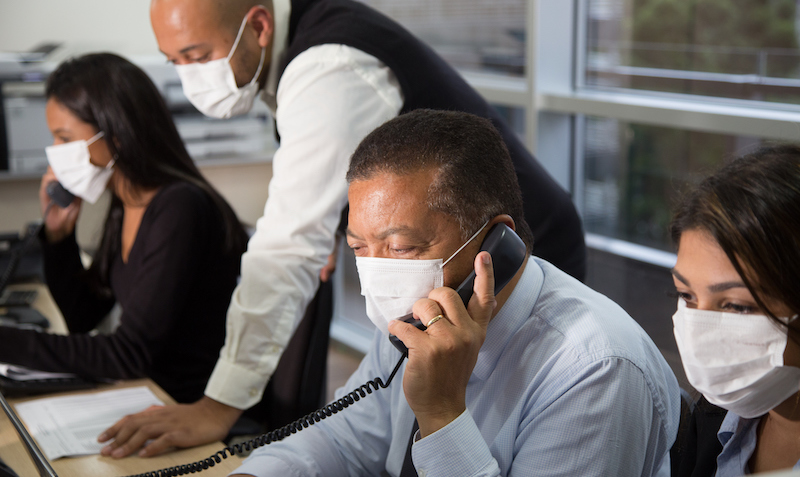 Office Workers Using Face Mask